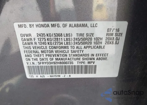 2017 Acura Mdx Advance Entertainment Pkgs from USA, damaged, VIN 5FRYD3H92HB000735